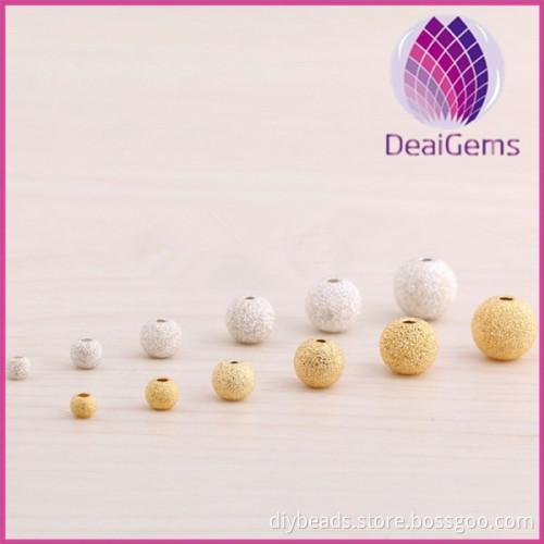 24K gold plated 925 sterling silver matte beads
